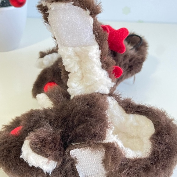 Toddler Festive Reindeer Slippers ~ Plush w/ Hook & Loop Closure ~ SZ 5 - Picture 7 of 10